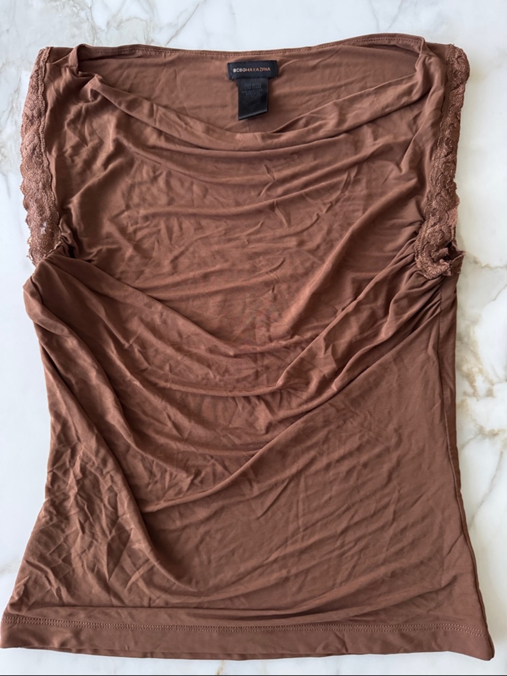 BCBGMaxAzria Brown Lace-Trim Camisole
